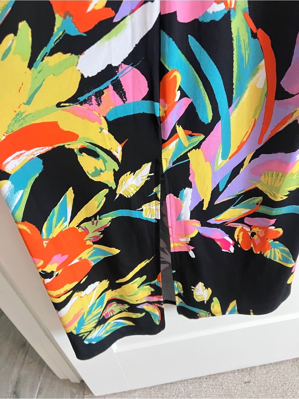 Vince Camuto Black Tropical Floral Sleeveless Maxi Dress Size Large Made in USA - Picture 13 of 16